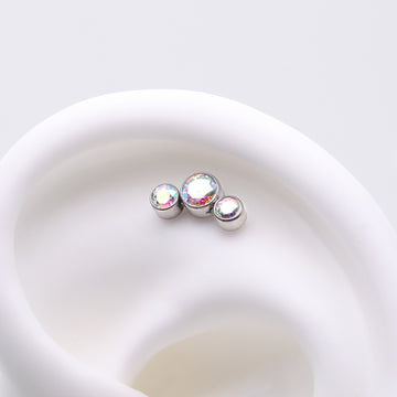 Detail View 1 of Implant Grade Titanium OneFit Threadless Journey Sparkle Trio Top Part-Aurora Borealis
